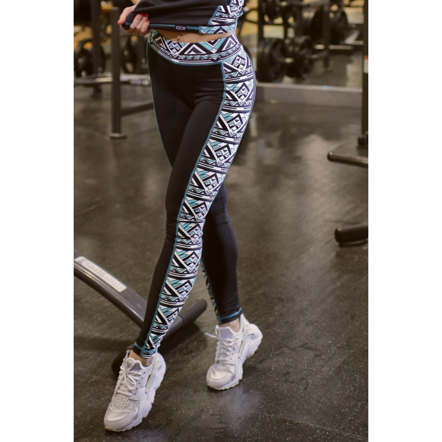 Azték menta mintás női fitness boka nadrág - CCK - COCKTAIL SPORT