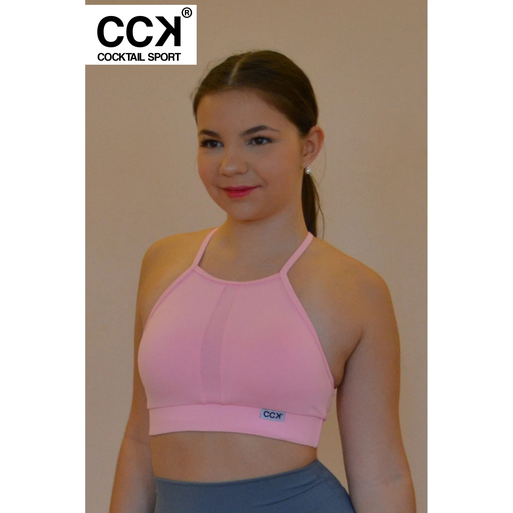 Babarózsaszín basic betétes sport top